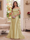 Trumpet/Mermaid Off-the-Shoulder Short Sleeves Floor-Length Mother of the Bride Dresses with Applique & 3D Floral