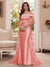 Trumpet/Mermaid Off-the-Shoulder Short Sleeves Floor-Length Mother of the Bride Dresses with Applique & 3D Floral