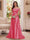 Trumpet/Mermaid Off-the-Shoulder Short Sleeves Floor-Length Mother of the Bride Dresses with Applique & 3D Floral