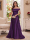 Trumpet/Mermaid Off-the-Shoulder Short Sleeves Floor-Length Mother of the Bride Dresses with Applique & 3D Floral