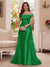 Trumpet/Mermaid Off-the-Shoulder Short Sleeves Floor-Length Mother of the Bride Dresses with Applique & 3D Floral