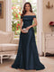 Trumpet/Mermaid Off-the-Shoulder Short Sleeves Floor-Length Mother of the Bride Dresses with Applique & 3D Floral