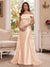 Trumpet/Mermaid Off-the-Shoulder Short Sleeves Floor-Length Mother of the Bride Dresses with Applique & 3D Floral