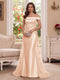 Trumpet/Mermaid Off-the-Shoulder Short Sleeves Floor-Length Mother of the Bride Dresses with Applique & 3D Floral