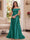 Trumpet/Mermaid Off-the-Shoulder Short Sleeves Floor-Length Mother of the Bride Dresses with Applique & 3D Floral