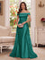 Trumpet/Mermaid Off-the-Shoulder Short Sleeves Floor-Length Mother of the Bride Dresses with Applique & 3D Floral