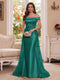Trumpet/Mermaid Off-the-Shoulder Short Sleeves Floor-Length Mother of the Bride Dresses with Applique & 3D Floral