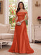 Trumpet/Mermaid Off-the-Shoulder Short Sleeves Floor-Length Mother of the Bride Dresses with Applique & 3D Floral