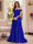 Trumpet/Mermaid Off-the-Shoulder Short Sleeves Floor-Length Mother of the Bride Dresses with Applique & 3D Floral