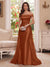 Trumpet/Mermaid Off-the-Shoulder Short Sleeves Floor-Length Mother of the Bride Dresses with Applique & 3D Floral