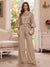 Jumpsuits 3/4 Sleeves Scoop Floor Length Mother of the Bride Dresses with Bowknot & Appliques