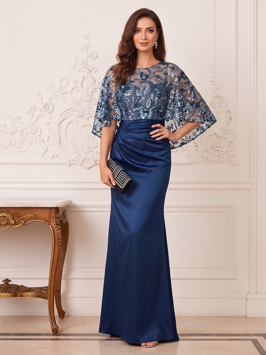 mother of the bride dresses mermaid Long Fit Formal Dress length satin gown with a chic wrap is ideal for mothers of the bride and groom Mermaid Grey Blue One Shoulder