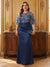 Trumpet/Mermaid Boat Neck 3/4 Sleeves Floor-Length Plus Size Mother of the Bride Dresses with Sequins & Applique