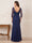 Trumpet/Mermaid Illusion Neck 3/4 Sleeves Floor-Length Mother of the Bride Dresses with Ruffles & Applique