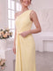 Sheath/Column One Shoulder Sleeveless Floor-Length Bridesmaid Dresses with Ruched & Ruffles