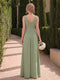 Sheath/Column Cowl Neck Sleeveless Floor-Length Bridesmaid Dresses with Split Side & Pleats