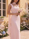 Sheath/Column Square Neck  Sleeveless Floor-Length Bridesmaid Dresses with Scarf