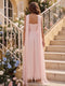 A-Line/Princess Strapless Sleeveless Floor-Length Bridesmaid Dresses with Scarf & Split Side