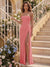Sheath/Column Strapless Sleeveless Floor-Length Bridesmaid Dresses with Ruched & Split Side