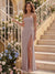 Sheath/Column Strapless Sleeveless Floor-Length Bridesmaid Dresses with Ruched & Split Side