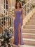 Sheath/Column Strapless Sleeveless Floor-Length Bridesmaid Dresses with Ruched & Split Side