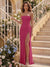 Sheath/Column Strapless Sleeveless Floor-Length Bridesmaid Dresses with Ruched & Split Side