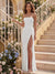 Sheath/Column Strapless Sleeveless Floor-Length Bridesmaid Dresses with Ruched & Split Side