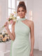 Sheath/Column One Shoulder  Sleeveless Floor-Length Bridesmaid Dresses with Scarf
