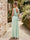 Sheath/Column V-Neck Sleeveless Floor-Length Bridesmaid Dresses with Scarf