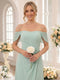 Sheath/Column Off-the-Shoulder Sleeveless Floor-Length Bridesmaid Dresses with Ruched