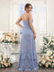 A-Line/Princess Spaghetti Straps Sleeveless Floor-Length Bridesmaid Dresses with Ruffles & Split Side