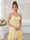 A-Line/Princess Spaghetti Straps Sleeveless Floor-Length Bridesmaid Dresses with Ruffles