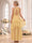 A-Line/Princess Halter Sleeveless Asymmetrical Bridesmaid Dresses with Ruffles & Lace