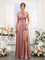 A-Line/Princess Halter Sleeveless Floor-Length Bridesmaid Dresses with Split Side & Ruched