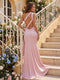 Sheath/Column One Shoulder  Sleeveless Floor-Length Bridesmaid Dresses with Ruched & Split Side