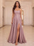 A-Line/Princess Strapless Sleeveless Floor-Length Evening Dresses with Split Side & Ruched