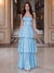 A-Line/Princess Spaghetti Straps Sleeveless Floor-Length Evening Dresses with Ruffles
