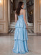A-Line/Princess Spaghetti Straps Sleeveless Floor-Length Evening Dresses with Ruffles