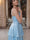 A-Line/Princess Spaghetti Straps Sleeveless Floor-Length Evening Dresses with Ruffles