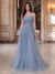 A-Line/Princess Strapless Sleeveless Floor-Length Evening Dresses with Applique & Beading