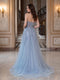 A-Line/Princess Strapless Sleeveless Floor-Length Evening Dresses with Applique & Beading