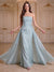 A-Line/Princess Strapless Sleeveless Floor-Length Evening Dresses with 3D Floral