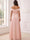 A-Line/Princess Off-The-Shoulder Sleeveless Floor-Length Evening Dresses with Ruffles & Pleated