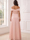 A-Line/Princess Off-The-Shoulder Sleeveless Floor-Length Evening Dresses with Ruffles & Pleated