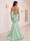 Trumpet/Mermaid Scoop Sleeveless Sweep Train Evening Dresses with Beading & Bowknot