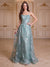 A-Line/Princess Spaghetti Straps Sleeveless Floor-Length Evening Dresses with Applique