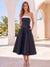 A-Line/Princess Strapless Sleeveless Tea-Length Cocktail Dresses With Ruched