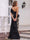 Sheath/Column Off-the-Shoulder Sleeveless Tea-Length Cocktail Dresses With Embroidery & Bowknot