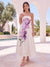 A-Line/Princess Strapless Sleeveless Tea-Length Cocktail Dresses With Ruched