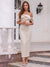 Sheath/Column Off-the-Shoulder Short Sleeves Tea-Length Cocktail Dresses With Applique